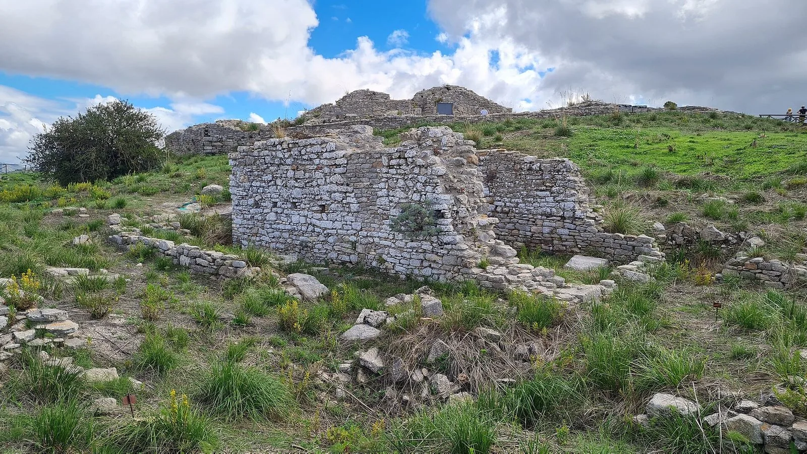 I resti murari della citta' antica nel parco archeologico di Segesta